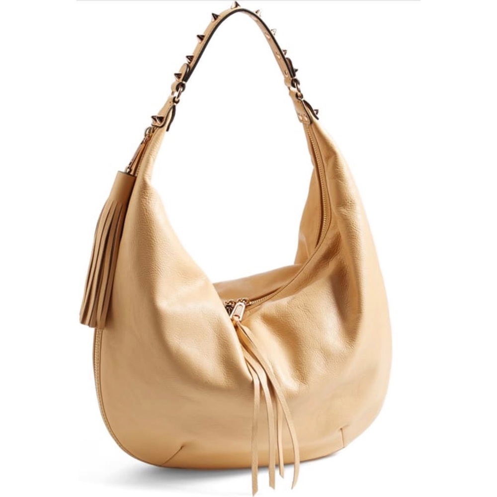 Rebecca Minkoff Tan & Rose Gold Studded Hobo Purse